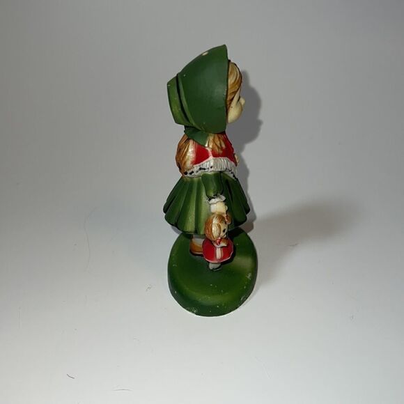 Vintage Antique Little Girl Holding Doll in Bonnet Sweet Figure What-Not Cute - Picture 2 of 7